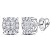 Image 1 : 1/2 CTW Princess Diamond Fashion Cluster Earrings 14kt White Gold - REF-45M5A