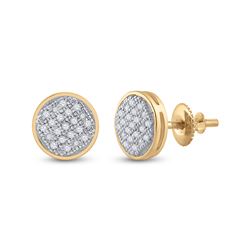 1/10 CTW Round Diamond Circle Cluster Earrings 10kt Yellow Gold - REF-11A9N