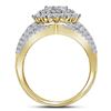 Image 2 : 2 CTW Round Diamond Cluster Bridal Wedding Engagement Ring 14kt Yellow Gold - REF-156X3T