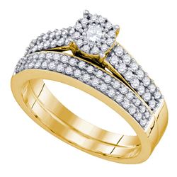 5/8 CTW Round Diamond Bridal Wedding Engagement Ring 14kt Yellow Gold - REF-63W3F