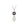Image 1 : Genuine 4.53 ctw Pearl, Garnet & Diamond Necklace 14KT White Gold - REF-29M7T
