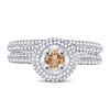 Image 2 : 1 & 1/4 CTW Round Brown Diamond Bridal Wedding Engagement Ring 14kt White Gold - REF-71F9M
