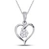 Image 1 : 1/12 CTW Round Diamond Flower Cluster Heart Pendant 10kt White Gold - REF-9M6A