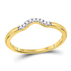 1/20 CTW Round Diamond Contoured Solitaire Enhancer Wedding Ring 10kt Yellow Gold - REF-9K3R