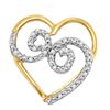 Image 1 : 1/20 CTW Round Diamond Curled Heart Pendant 10kt Yellow Gold - REF-7N5Y