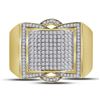 Image 2 : 1/2 CTW Mens Round Diamond Framed Square Cluster Ring 10kt Yellow Gold - REF-54W3F