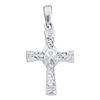 Image 1 : 1/20 CTW Round Diamond Small Cross Pendant 10kt White Gold - REF-5Y9X