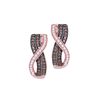 Image 1 : 1/2 CTW Round Brown Diamond Vertical Crossover Stripe Hoop Earrings 10kt Rose Gold - REF-35M9A