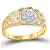 Image 1 : 1/20 CTW Mens Round Diamond Cluster Nugget Ring 10kt Yellow Gold - REF-14H4W