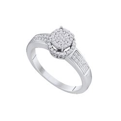 1/4 CTW Round Diamond Cluster Bridal Wedding Engagement Ring 10kt White Gold - REF-18K3R