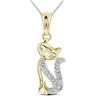 Image 1 : 1/20 CTW Round Diamond Kitty Cat Animal Pendant 10kt Yellow Gold - REF-8A4N