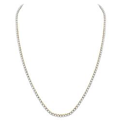 13 & 3/8 CTW Mens Round Diamond Studded 30" Tennis Chain Necklace 10kt Yellow Gold - REF-752F3M