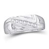 Image 1 : 1/8 CTW Mens Round Diamond Diagonal Row Wedding Ring 10kt White Gold - REF-16T8K
