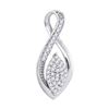 Image 1 : 1/10 CTW Round Diamond Oval Cluster Fashion Pendant 10kt White Gold - REF-9Y3X