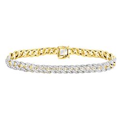 2 & 5/8 CTW Mens Round Diamond Cuban Link Choker Bracelet 10kt Yellow Gold - REF-257F9M