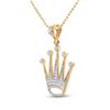 Image 2 : 1/2 CTW Mens Round Diamond Crown King Charm Pendant 10kt Yellow Gold - REF-41X9T