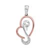 Image 1 : 0.02 CTW Round Diamond Swan Animal Heart Rose-tone Pendant 10kt White Gold - REF-8Y4X