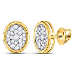 3/4 CTW Round Diamond Oval Cluster Earrings 14kt Yellow Gold - REF-47R9H