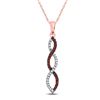 Image 1 : 1/8 CTW Red Color Enhanced Diamond Infinity Weave Woven Pendant 10kt Rose Gold - REF-10K8R