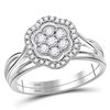 Image 1 : 1/3 CTW Round Diamond Cluster Bridal Wedding Engagement Ring 10kt White Gold - REF-30F3M