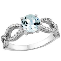 1 CTW Aquamarine & Diamond Ring 10K White Gold - REF-52X2M
