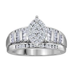 1 CTW Round Diamond Cluster Bridal Wedding Engagement Ring 10kt White Gold - REF-57R3H