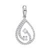 Image 1 : 1/5 CTW Round Diamond 2-stone Hearts Together Teardrop Pendant 10kt White Gold - REF-14T4K