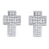 Image 1 : 1/6 CTW Round Diamond Cross Earrings 10kt White Gold - REF-13X2T