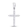 Image 1 : 1/6 CTW Round Diamond Cross Pendant 10kt White Gold - REF-9X6T