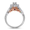 Image 2 : 1 CTW Round Diamond Bridal Wedding Engagement Ring 14kt Two-tone Gold - REF-95W9F