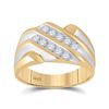 Image 1 : 1/2 CTW Mens Round Diamond Double Row Ring 10kt Yellow Gold - REF-35A9N