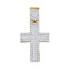 Image 1 : 1 CTW Mens Round Diamond Cross Charm Pendant 10kt Yellow Gold - REF-45X3T