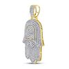 Image 2 : 1 & 1/2 CTW Mens Round Diamond Hamsa Charm Pendant 10kt Yellow Gold - REF-77N9Y