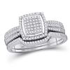 Image 1 : 1/2 CTW Round Diamond Square Bridal Wedding Engagement Ring 10kt White Gold - REF-41R9H