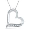 Image 1 : 0.03 CTW Round Diamond Heart Outline Pendant 10kt White Gold - REF-4N8Y
