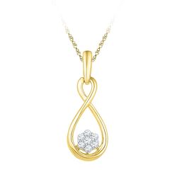 1/8 CTW Round Diamond Infinity Cluster Pendant 10kt Yellow Gold - REF-11T9K