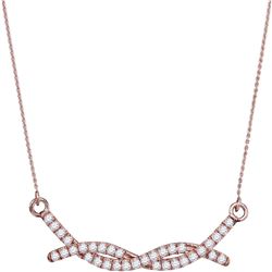 1/2 CTW Round Diamond Twist Bar Fashion Necklace 10kt Rose Gold - REF-33Y6X