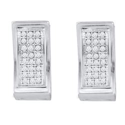 1/6 CTW Round Diamond Triple Row Huggie Earrings 10kt White Gold - REF-18H3W