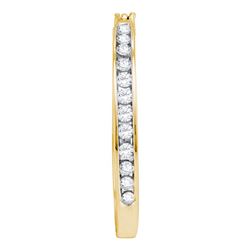 1/2 CTW Round Channel-set Diamond Single Row Hoop Earrings 10kt Yellow Gold - REF-27F5M