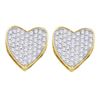 Image 1 : 1/3 CTW Round Diamond Heart Cluster Earrings 10kt Yellow Gold - REF-24M3A