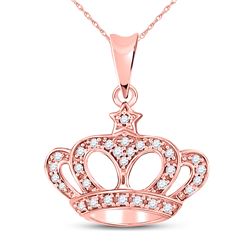 1/8 CTW Round Diamond Crown Fashion Pendant 10kt Rose Gold - REF-8T4K