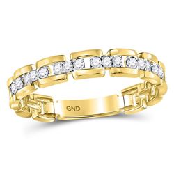 1/5 CTW Round Diamond Rolo Link Stackable Ring 10kt Yellow Gold - REF-16H8W