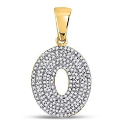 5/8 CTW Mens Round Diamond Letter O Bubble Initial Charm Pendant 10kt Yellow Gold - REF-35Y9X