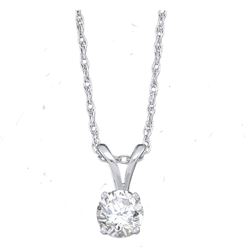 1/2 CTW Round Diamond Solitaire Pendant 14kt White Gold - REF-51X5T