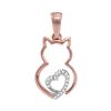 Image 1 : 1/20 CTW Round Diamond Kitty Cat Animal Pendant 10kt Two-tone Rose Gold - REF-8H4W