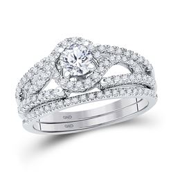 3/4 CTW Round Diamond Bridal Wedding Engagement Ring 14kt White Gold - REF-90A3N