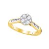Image 1 : 1/2 CTW Round Diamond Cluster Bridal Wedding Engagement Ring 14kt Yellow Gold - REF-54M3A
