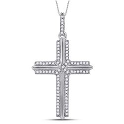 1/5 CTW Mens Round Diamond Cross Charm Pendant 10kt White Gold - REF-14K4R