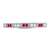 Image 2 : 1/4 CTW Round Ruby Diamond Milgrain Stackable Ring 10kt White Gold - REF-18M3A