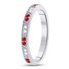 Image 3 : 1/4 CTW Round Ruby Diamond Milgrain Stackable Ring 10kt White Gold - REF-18M3A